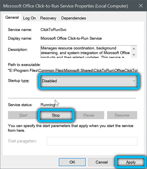 Disable Microsoft Office Click-to-Run Service