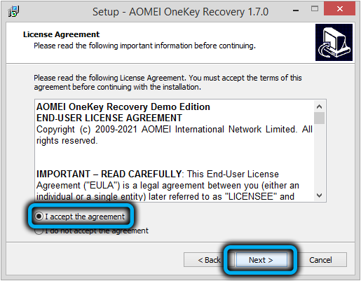 AOMEI OneKey Recovery License Agreement