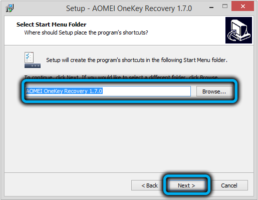 AOMEI OneKey Recovery folder name