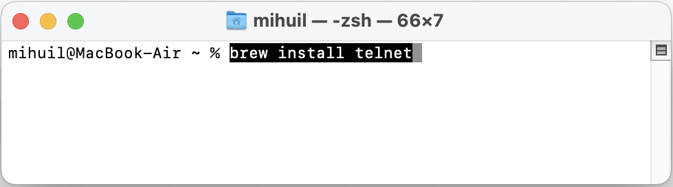 Command to install Telnet on macOS