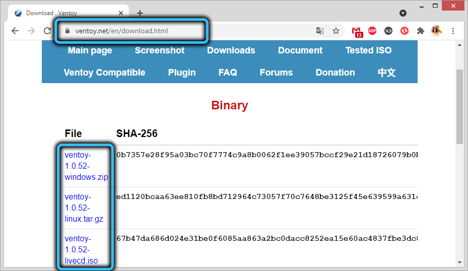 Downloading the Ventoy utility