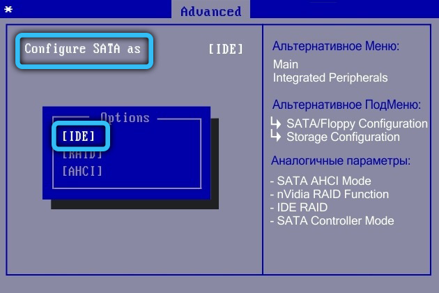 Configure SATA as item