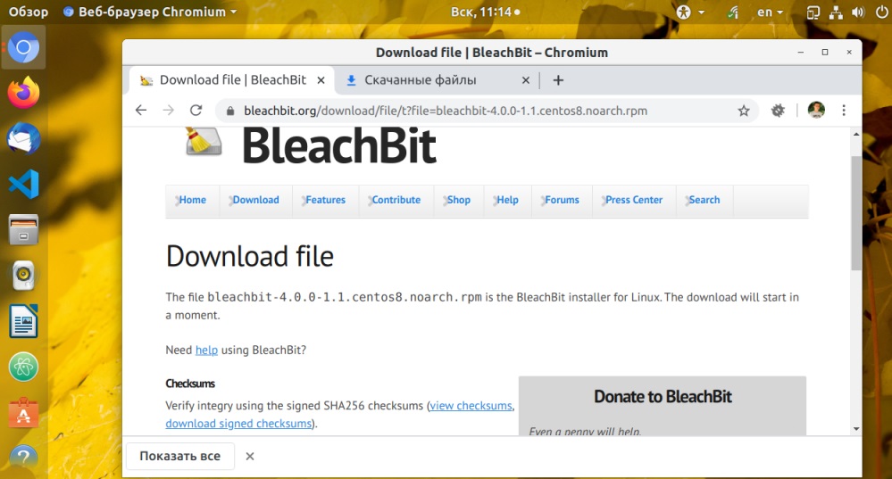Downloading the BleschBit package