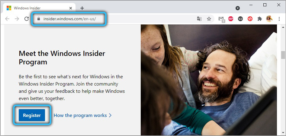 Windows Insider Sign Up Button
