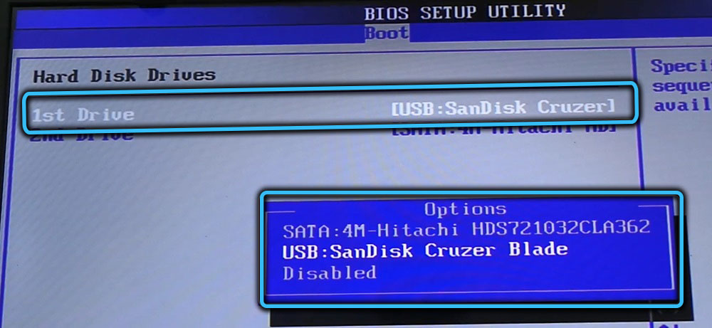 Item 1st Boot Device in BIOS