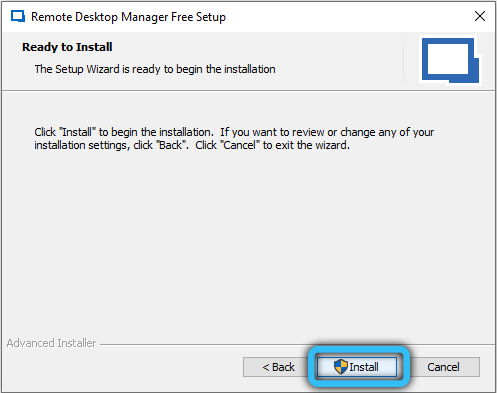 Running the Remote Desktop Manager installation