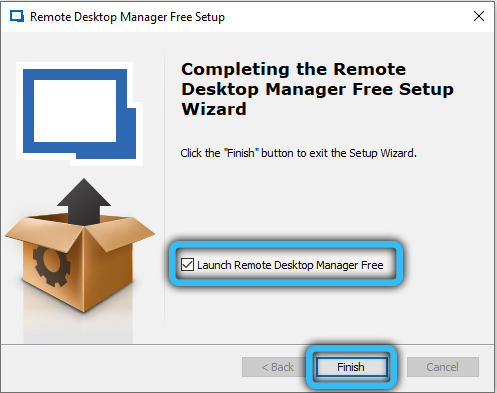 Completing the Remote Desktop Manager installation