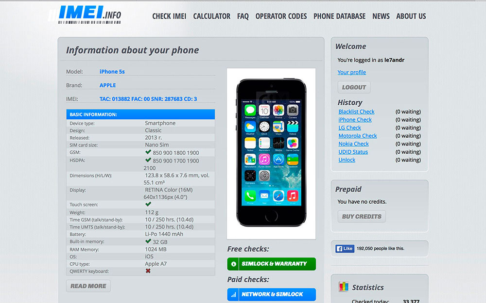 Check iPhone IMEI