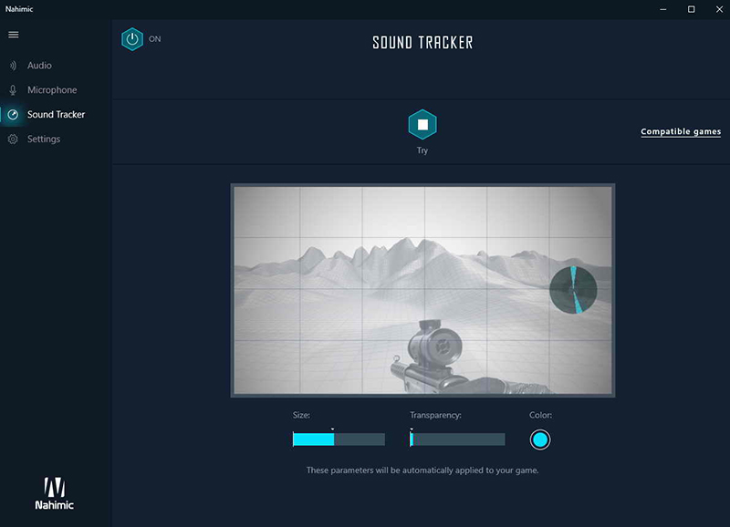 Sound Tracker tab in Nahimic