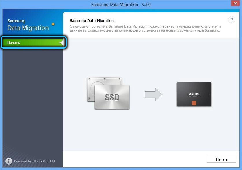 Get Started Tab in Samsung Data Migration