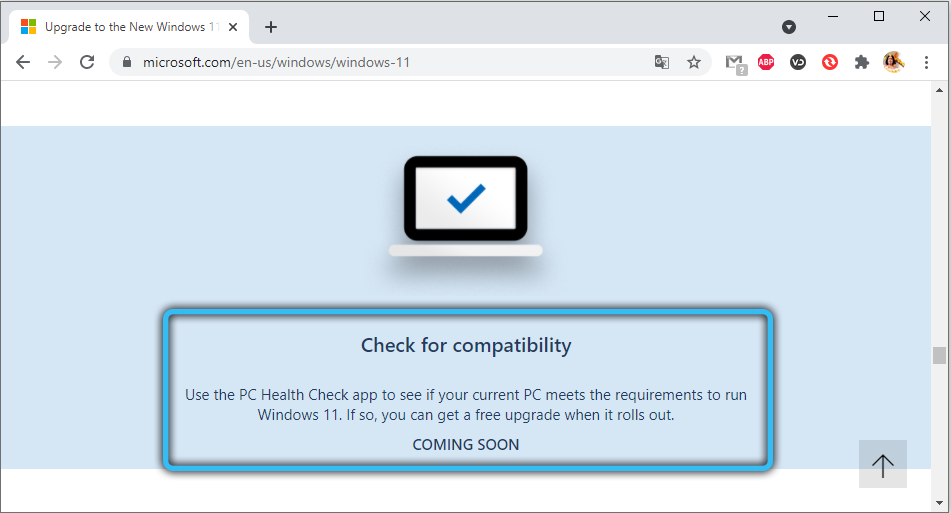 PC Health Check on Microsoft website