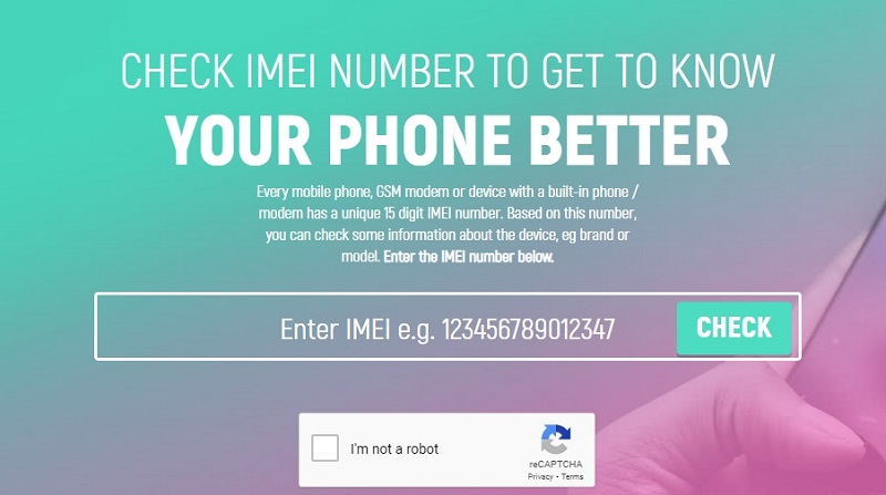 Checking IMEI on the site