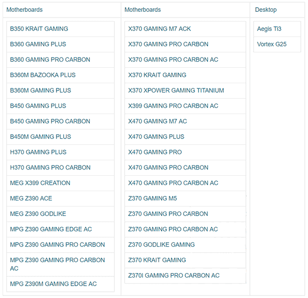 Motherboards under Nahimic