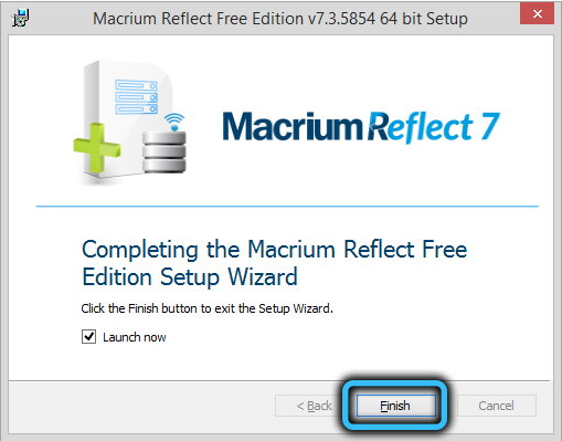 Completing Macrium Reflect installation