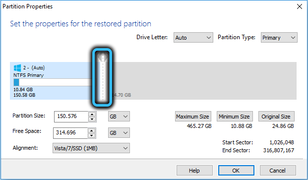 Adjusting the size of the system partition in Macrium Reflect