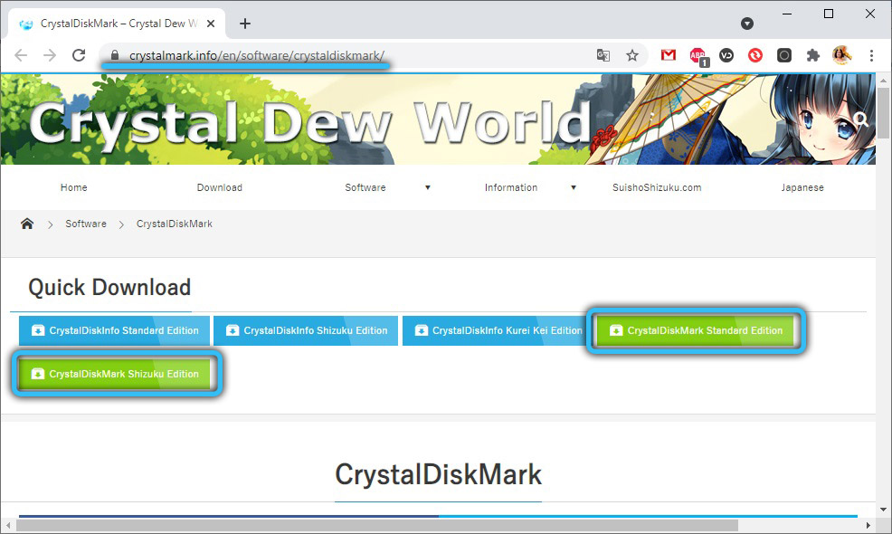 Downloading CrystalDiskMark on PC