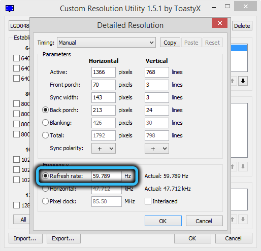 Refresh rate parameter in Custom Resolution Utility