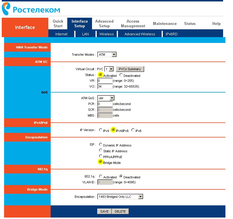 Configuring a Rostelecom router