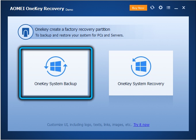 Creating a recovery disc in AOMEI OneKey Recovery