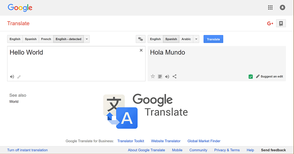 Google translate translator