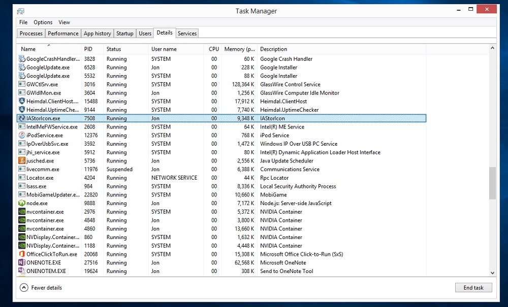 IAStorIcon.exe process in Task Manager