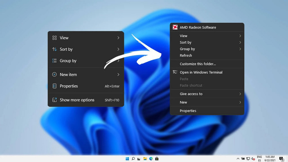 Context menu in Windows 11