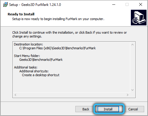 Running FurMark installation