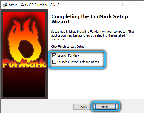Finishing FurMark Installation