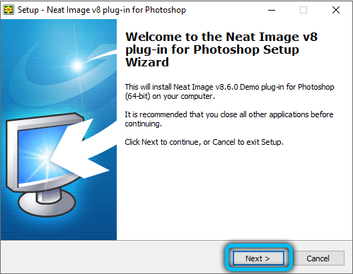 Beginning the installation of the Neat Image plugin