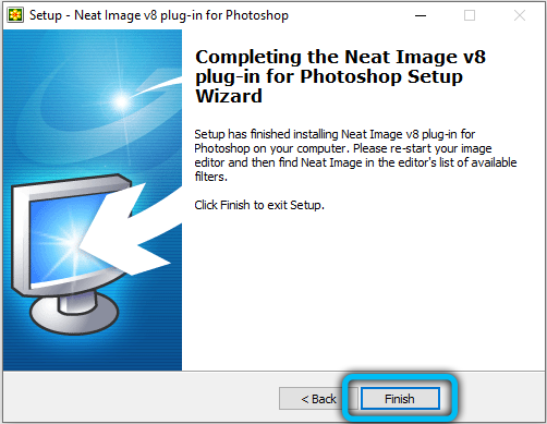 Completing the installation of the Neat Image plugin