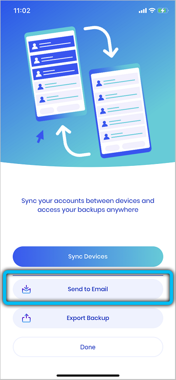 Send contacts to email via Easy Backup