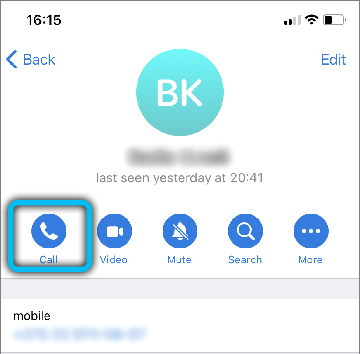 Calling Telegram from iPhone