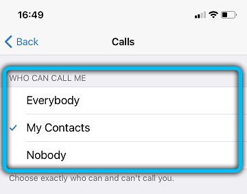 Setting up the parameters of calls in Telegram