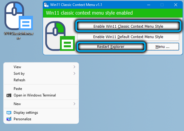 Enable Win 11 Classic Context Menu Style