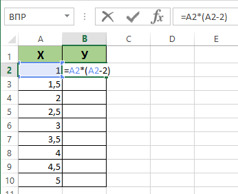 Formula for column Y
