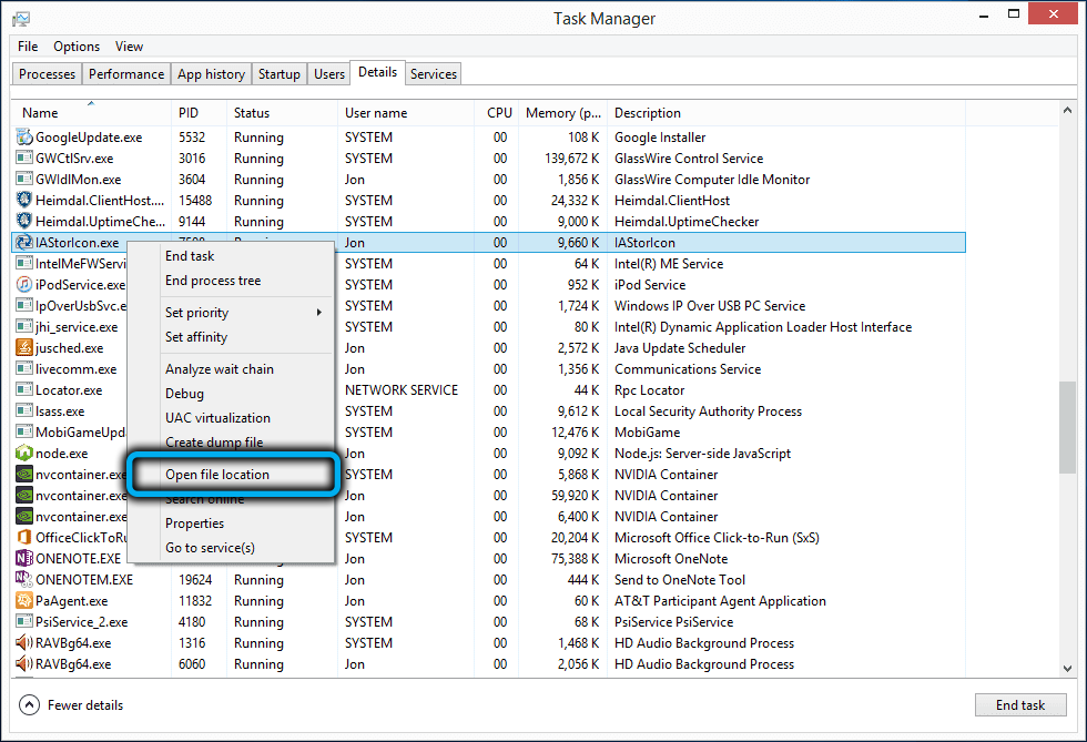 IAStorIcon.exe in Task Manager