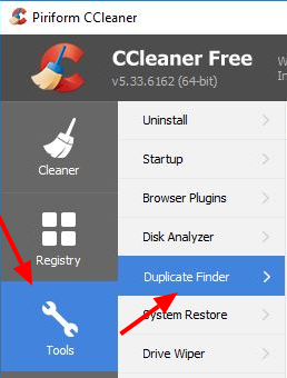 Finding duplicates in CCleaner
