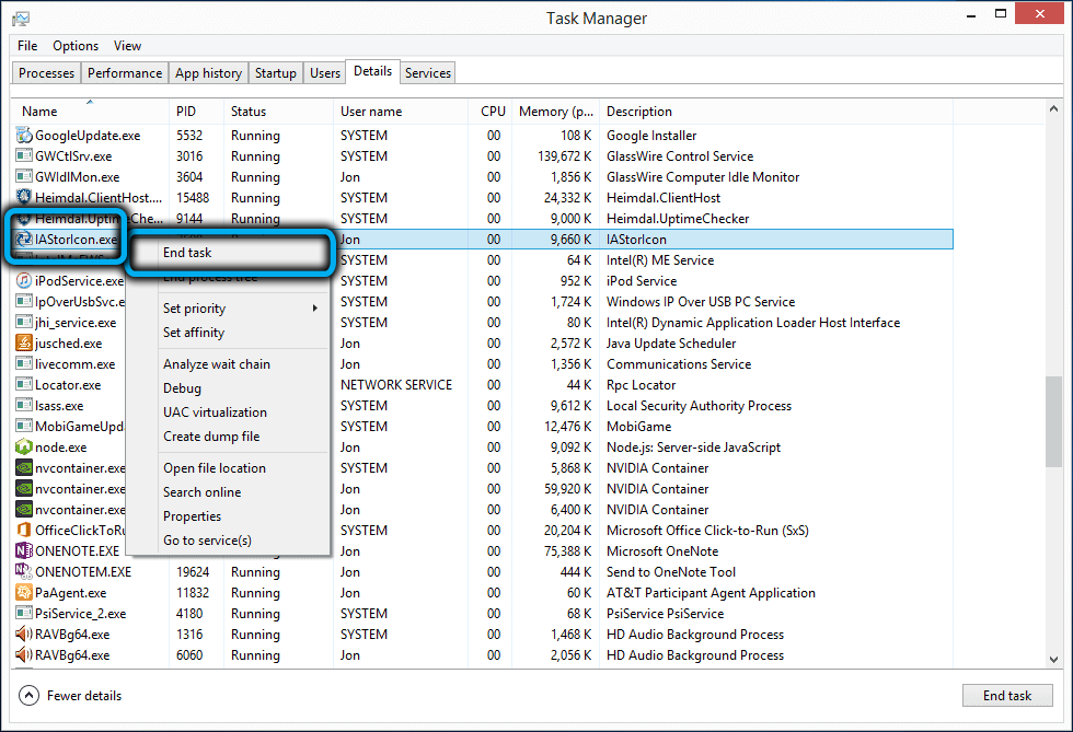 Disable IAStorIcon.exe in Task Manager