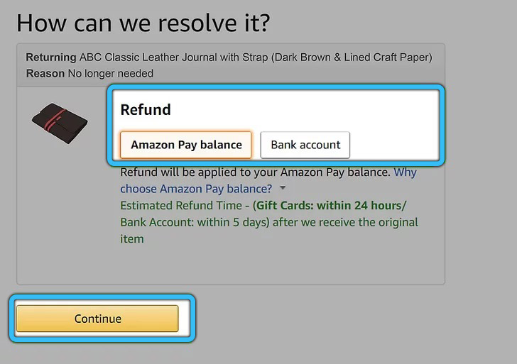 Return method to Amazon