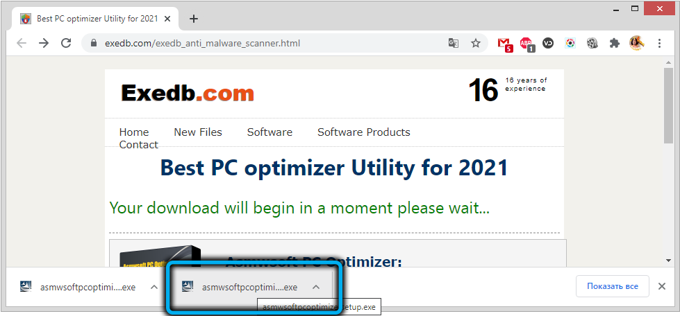 Launching the Asmwsoft PC Optimizer Installer