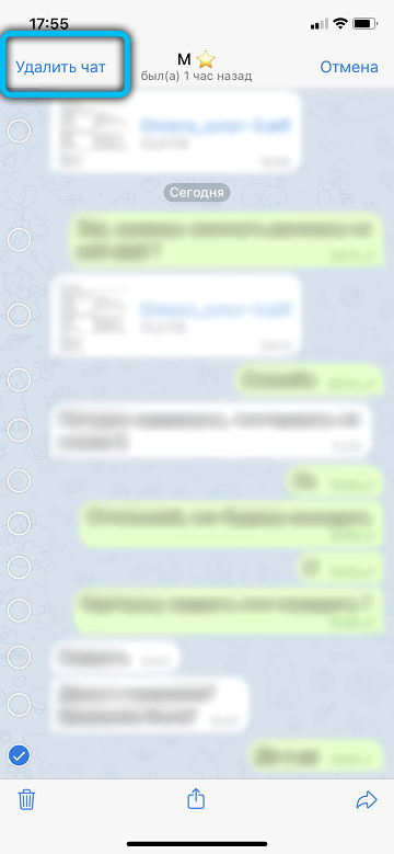 Delete Telegram chat on iPhone