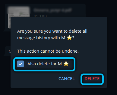 Deleting a Telegram chat from the interlocutor