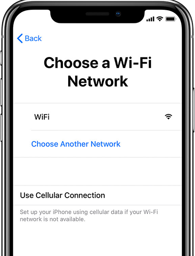 Choosing a Wi-Fi network on iPhone