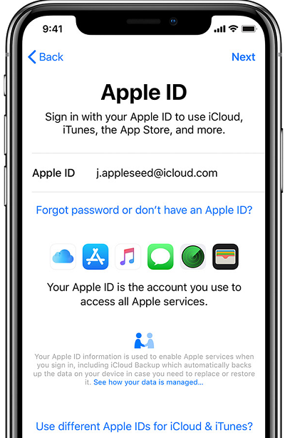 Entering Apple ID