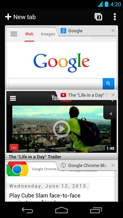 YouTube in Google Chrome browser on Android