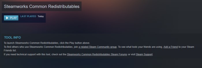 Steamworks Common Redistributables