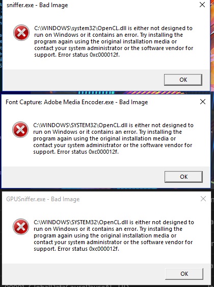Error 0xc000012f on Windows