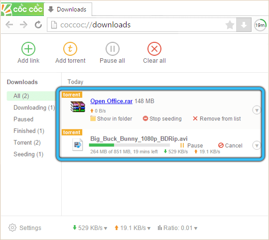 Coc Coc video download process