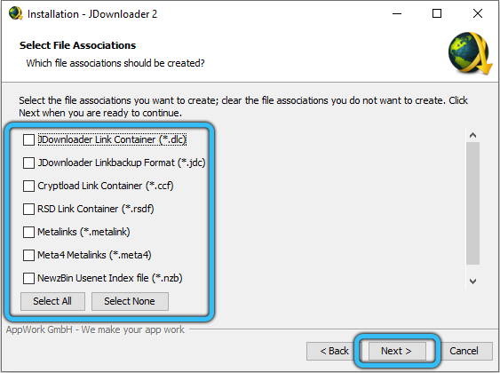 JDownloader 2 installation options
