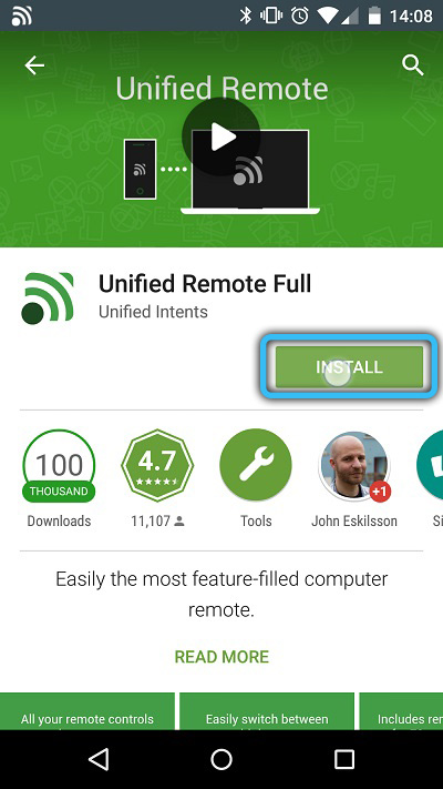 Installing the Unified Remote app